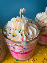 Load image into Gallery viewer, birthday cake candle with whipped cream frosting and sprinkles
